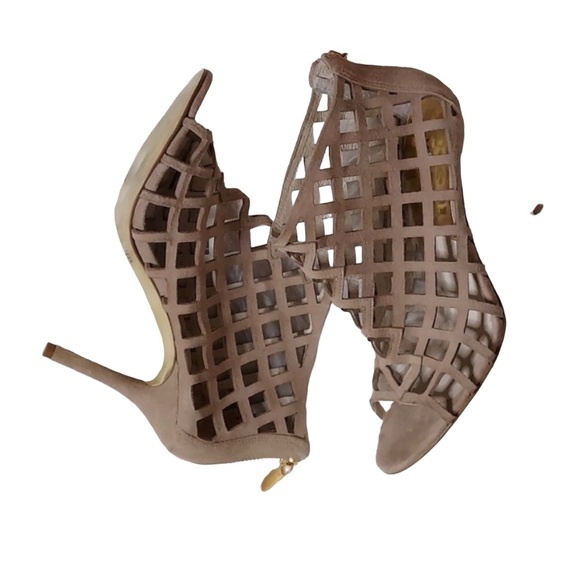 MICHAEL Michael Kors YVONNE Taupe Suede Back Zip Stiletto Heel-Size 7 - Picture 3 of 12